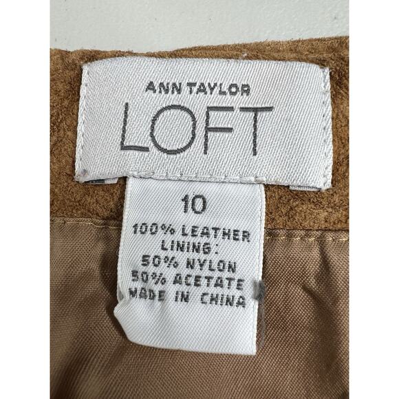 Ann Taylor Loft Leather Tan Brown Skirt Women’s Size 10 - Picture 3 of 9